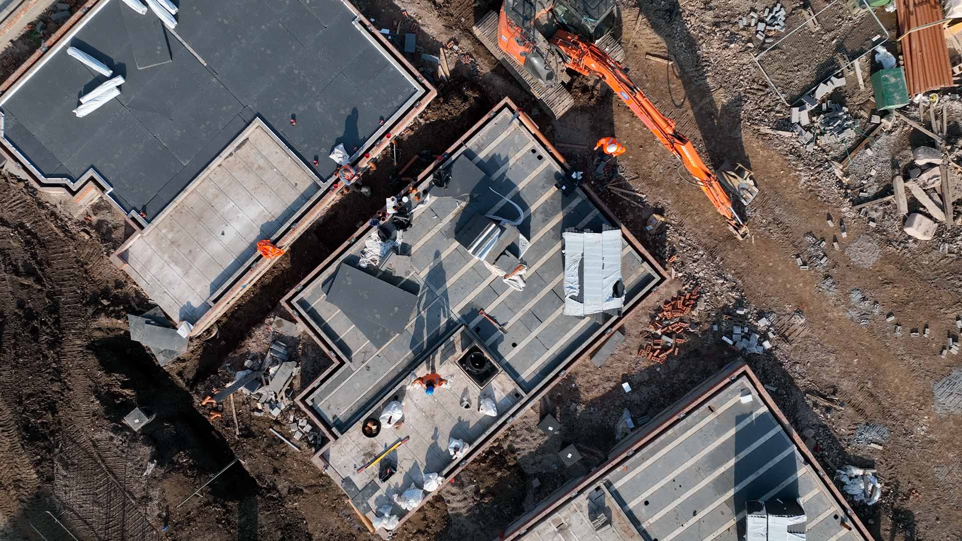 Drone aerial photograph of building site